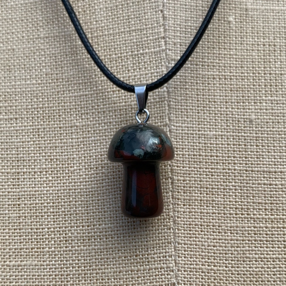 Handmade Genuine Stone Mushroom Amulet Necklace - Picture 13 of 14